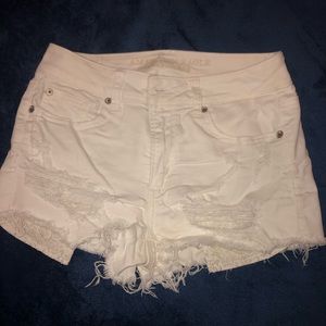 White high waisted denim shorts